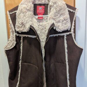 Faded Glory brown "furry" lined vest.